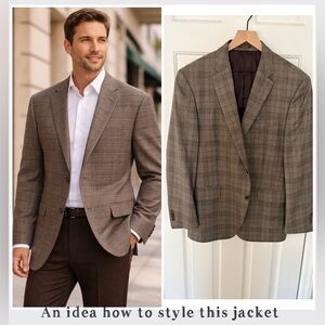 Peter Millar E. Thomas Luxury Wool Cashmere Plaid Sport Coat 42 R